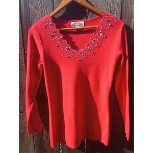 Nice Embellished Red‎ Sweater S